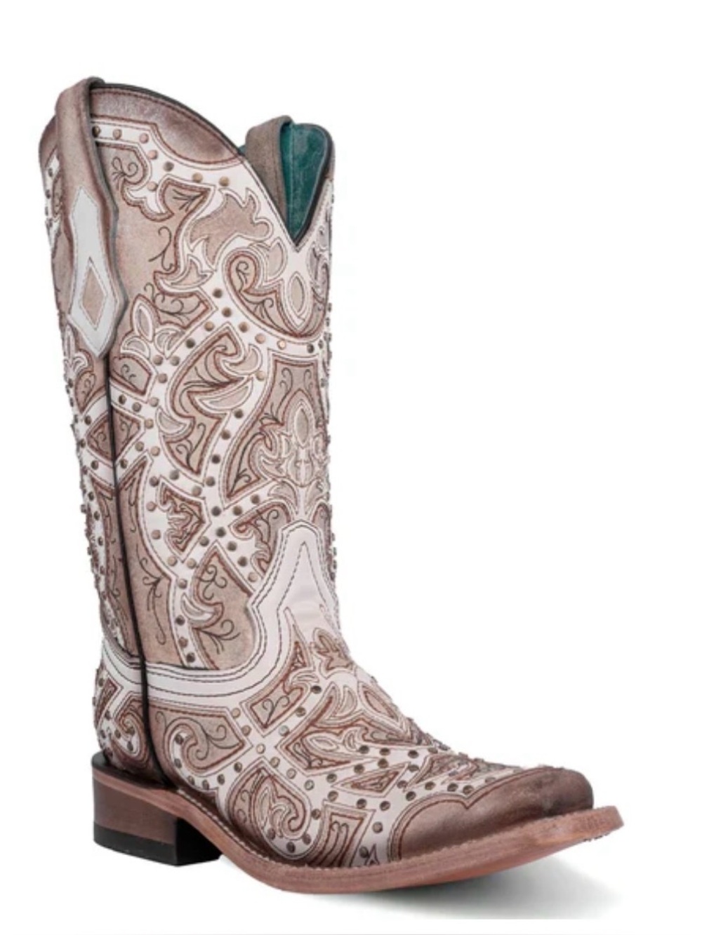 Corral LD Bone/white Laser & Embroidery & Stud So New size 9.5